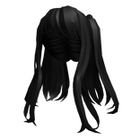 Loose Long Bangs Anime Pigtails in Black
