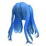 Loose Long Bangs Anime Pigtails in Blue