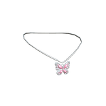 Miau Butterfly Necklace Silver and Pink