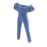 Off Shoulder Overalls - Blue Polka Dots