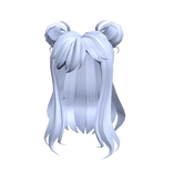 Pale Blue Anime Hair w/ Buns + Bangs