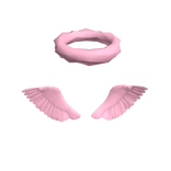 Pink Angel Wings w/Fluffy Halo