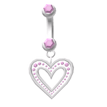 Pink Diamond Heart Belly Ring