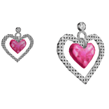 Pink Heart Silver Earrings