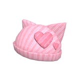 Pink Knit Kitty Beanie with Hearts