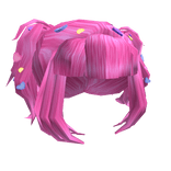 Pink Wavy Pigtails w Kawaii Clips