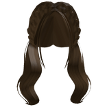 Preppy Brown Curly  Low Pigtails with Crown Braid