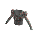 Puffed Sleeve Corset Top - Grey Floral