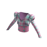 Puffed Sleeve Corset Top - Pink Plaid