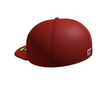 Red Angled Backwards Fitted Cap 