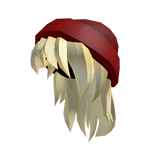 Red Beanie & Blonde Hair