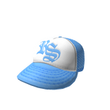 ROCKSTAR TRUCKER CAP --- LIGHT BLUE Y2K