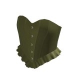 Ruffle Corset Top Green Leather