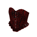 Ruffle Lace Corset Top Red Black
