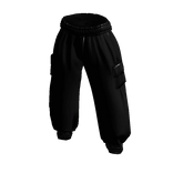 Shiny Black Cargo Joggers