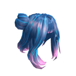 Shoulder Length Blue Bun & Pink Ombre
