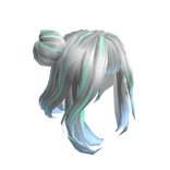 Shoulder Length Silver Bun & Aqua Ombre