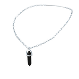 Silver Crystal Necklace Onyx