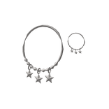 Silver Star Charm Hoop Earrings