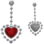 Silver/Red Pearl Heart Earrings