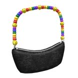 Smiley Beaded Black Shoulder Bag