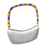 Smiley Beaded White Shoulder Bag