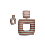 Striped Chunky 70s Earrings - Brown/Green