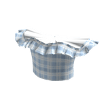 Summer Ruffled Shoulder Plaid Shirt in Blue