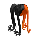 Swirly Pigtails Split Black to Orange
