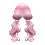 Wavy Low Pigtails Light Pink
