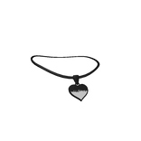 White Flame Heart Necklace ~ Black