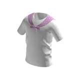 White T-shirt with Purple Scarf