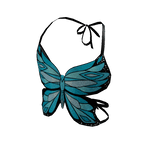 Y2K Butterfly Fantasy Top Aqua Blue Classic Sequin