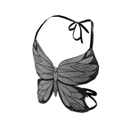 Y2K Butterfly Fantasy Top White Classic Sequin