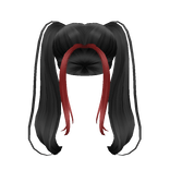 Y2K Ponytails with Red Bangs, Black
