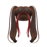 Y2K Ponytails with Red Bangs, Brown